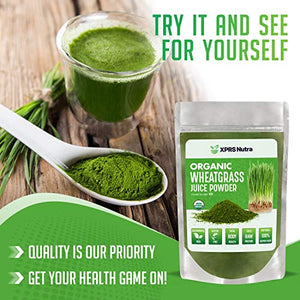 XPRS Nutra Organic Wheatgrass Juice Powder - Sustainably Grown in The US - Instant Wheat Grass Juice Powder Made from Concentrated Juice - More Potent Than Organic Wheatgrass Powder (8 oz)