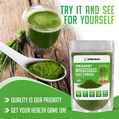 XPRS Nutra Organic Wheatgrass Juice Powder - Sustainably Grown in The US - Instant Wheat Grass Juice Powder Made from Concentrated Juice - More Potent Than Organic Wheatgrass Powder (4 oz)