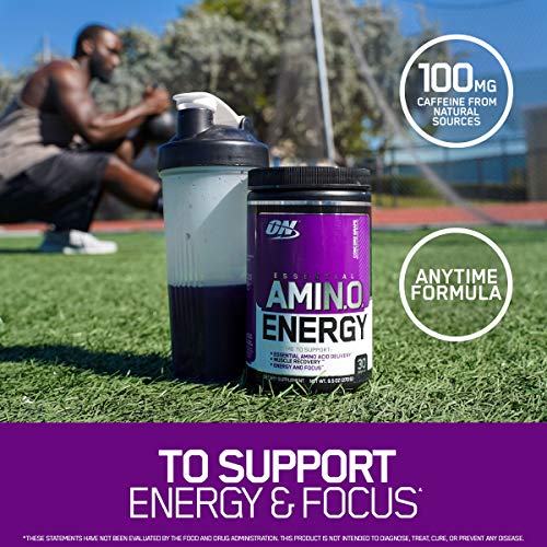 Optimum Nutrition Amino Energy - Pre Workout with Green Tea, BCAA, Amino Acids, Keto Friendly, Green Coffee Extract, Energy Powder - Concord Grape, 65 Servings