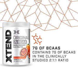 XTEND Original BCAA Powder Italian Blood Orange | Sugar Free Post Workout Muscle Recovery Drink with Amino Acids | 7g BCAAs for Men & Women | 30 Servings