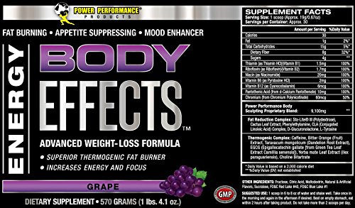 Power Performance Products Body Effects Pre Workout Supplement, Grape, 570 Grams