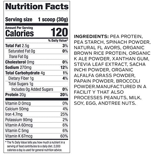 Vega Protein and Greens, Coconut Almond, Vegan Protein Powder, 20g Plant Based Protein, Low Carb, Keto, Dairy Free, Gluten Free, Non GMO, Pea Protein for Women and Men, 1.1 Pounds (17 Servings)