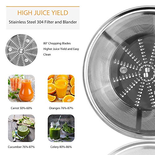 Bagotte Compact Juice Extractor Fruit and Vegetable Juice Machine Wide Mouth Centrifugal Juicer, Easy Clean Juicer, Stainless Steel, Dual-Speed, 400w, BPA-Free (Renewed)