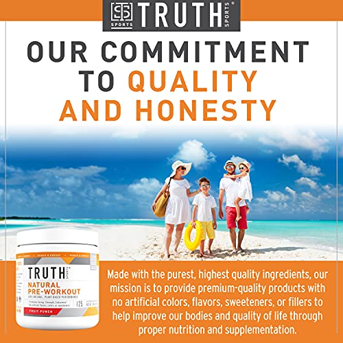 Truth Nutrition All Natural Pre Workout Powder - Clean Pre Workout for Men Keto - Pre Workout Women Plant Based Vegan Preworkout Powder - Natural Preworkout for Women and Men (Fruit Punch)