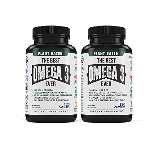 The Very Best Vegan Omega 3 Supplement - 120 Capsules 2 Pack - Vegan Algae Omega 3 Supplement Alternative - Plant Based Fish Oil Alternative- DHA & EPA Supplement - Made in USA - Heart Stress Relief