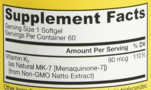 Jarrow Formulas MK-7 90 mcg - 60 Softgels - Superior Vitamin K Product for Building Strong Bones - Supports Heart & Cardiovascular Health - 60 Servings