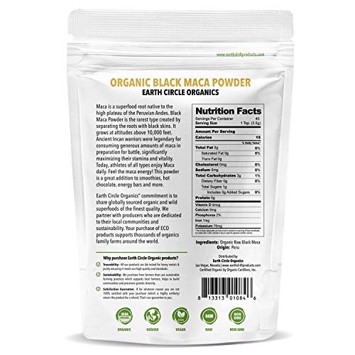 Ultra-Pure Organic Black Maca Root Powder | Natural Superfood | Essential Vitamins, Minerals & Fatty Acids for Improved Energy | Enhanced Performance & Immune System Support 8oz - 3 Pack