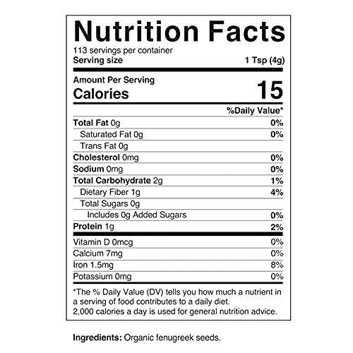 Vitamatic Certified USDA Organic Fenugreek Seeds 1 Pound (16 Ounce) - Also called Methi Seeds