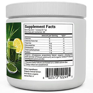 Dr. Berg's Raw Wheatgrass Juice Powder, Lemon Flavor w/ Stevia Sweetener - Green Superfoods Rich in Vitamins Chlorophyll & Trace Minerals - BioActive Dehydration & Ultra-Concentrated Nutrients 1 Pack
