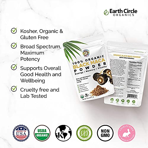 Ultra-Pure Organic Black Maca Root Powder | Raw Natural Superfood Mix | Essential Vitamins, Minerals & Fatty Acids for Improved Energy | Enhanced Performance & Immune System Support 8oz (5 Packs)
