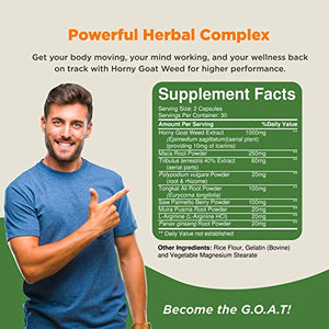 Bundle of Horny Goat Weed Complex Herbal Extract & Nitric Oxide Energizing Supplement for Men & Women Provides Pre-Workout Strength & Intense Muscle Growth - Get in Shape Without Feeling Exhausted