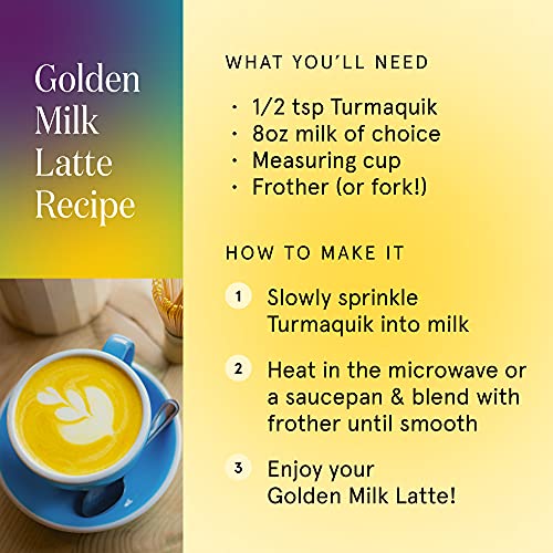 Organic Turmeric Powder, Golden Milk Immunity Aid Drink, Superfood Blend Black Pepper, Curcumin, Cinnamon, Cardamom, Vitamins C, D, B6, B12, Zinc, Golden Milk Latte Immune Support Drink, 180 Servings