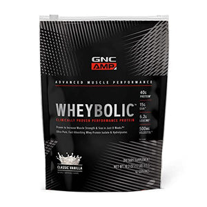 GNC AMP Wheybolic | Targeted Muscle Building and Workout Support Formula | Pure Whey Protein Powder Isolate with BCAA | Gluten Free | 10 Servings | Classic Vanilla