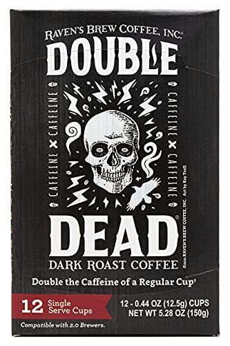 Raven’s Brew Coffee High Caffeine Dark Roast K-Cup Compatible Single Serve Pods — Double Dead 12ct