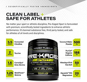 Kaged Muscle Pre Workout Powder Sport for Men and Women, Increase Energy, Focus, Hydration & Endurance, Organic Caffeine, Plant Based Citrulline, Fruit Punch, Black, 9.38 Oz