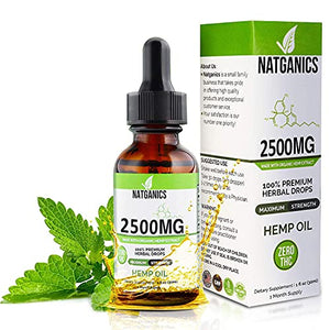 Organic Hemp Oil Drops 2500mg- Ultra Premium Hemp Oil Extract- Hemp Oil 2500mg- Pain Relief Anti- Inflammatory, Joint Support, Stress, Anxiety & Mood Relief. Sleep Aid. Skin & Hair Care. Made in USA