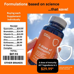 A Dose of Immunity Quercetin with Vitamin C and Zinc, Vitamin D, 500mg Quercetin Bromelain with Echinacea & B Vitamins, Lung Immune Support Supplement 7 in 1 Immune Defense Immunity Booster 180 Count