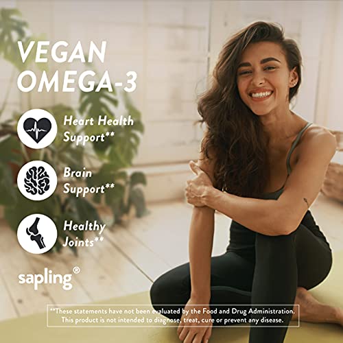 Vegan Omega 3 Supplement - Plant Based DHA & EPA Fatty Acids Alternative to Fish Oil - Supports Heart, Brain, Joint Health - Sustainably Sourced from Algae. Fish Oil Free for Men & Women - 60 Softgels
