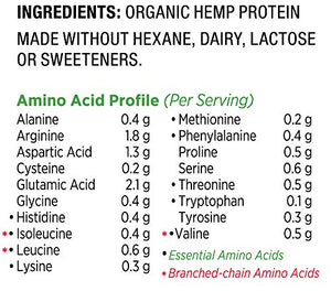 Nutiva USDA Organic Cold-Pressed Raw Hemp Seed Plant Protein with Hi-Fiber and Essential Amino Acids Powder, Non-GMO, Whole 30 Approved, Vegan, Gluten-Free & Keto, 16 Ounce