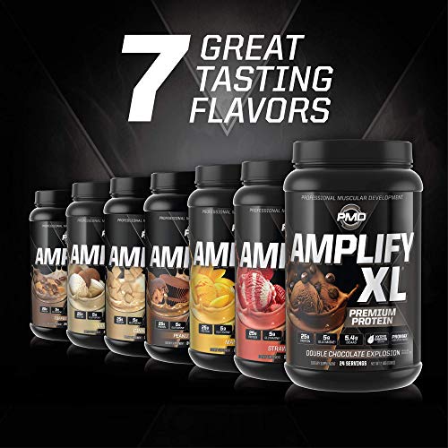 PMD Sports Amplify XL Premium Whey Protein Supplement Hydro Greens Blend - Glutamine and Whey Protein Matrix with Superfood for Muscle, Strength and Recovery - Cinnamon Toast (24 Servings)
