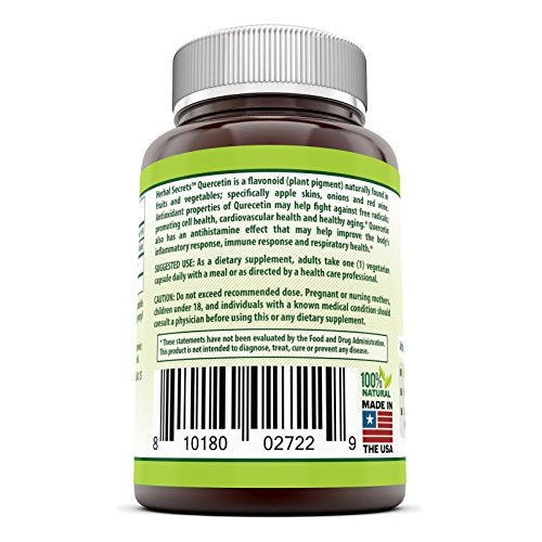 Herbal Secrets Quercetin 500 Mg Veggie Capsules (Non-GMO) - Supports Healthy Ageing, Cardiovascular Health, and Immune Health* (60 Count)