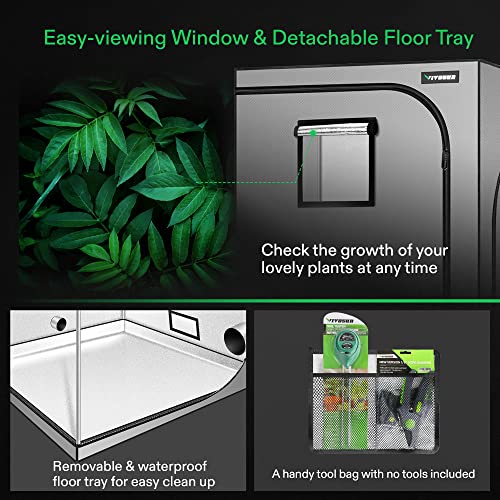 VIVOSUN 48"x48"x80" Grow Tent with Observation Window and Floor Tray, Mylar hydroponic Tents for Plants 4x4 FT