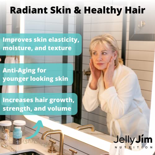 JELLY JIM NUTRITION Anti Aging 3-in-1 Gummy Supplements with Collagen, CoQ10, and Horsetail Extract, for Skin Rejuvenation and Increased Hair and Nail Growth, for Men and Women, 2 Month Supply