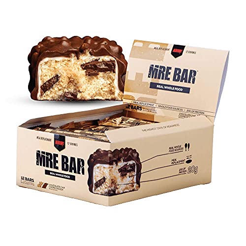 Redcon1 MRE Bar - Meal Replacement Protein Bar (1 Box / 12 Bars), Real Whole Food Sourced Protein, Real Food Taste, 20g Protein (Chocolate Chip Cookie Dough)