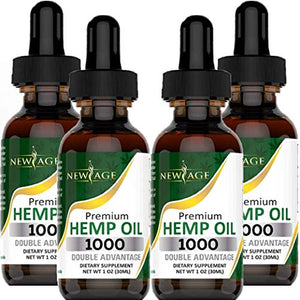 Hemp Oil Extract - 4 Pack - 1000 Natural Hemp - Grown & Made in USA - Natural Hemp Drops - Helps with Sleep, Skin & Hair.