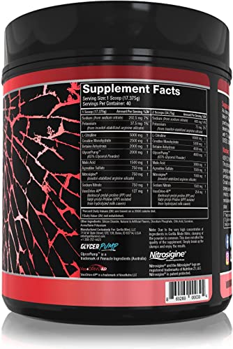 Gorilla Mode Nitric Stimulant Free Pre-Workout – Best Tasting and Most Effective Stimulant Free Pre-Workout / Massive Pumps · Vasodilation · Power / 698 Grams (Lemon Lime)