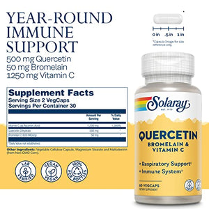 Solaray QBC Plex | Quercetin & Bromelain Plus Vitamin C | Year Round Immune Function & Respiratory Health Support | Non-GMO & Vegan (60 CT)