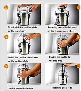 WXLBHD Compact Masticating Juicer Cold Press Juicers Machine Easy to Clean Slow Juicer Extractor for Vegetable Fruit Juice Smoothies, 3 Speed Modes, Fruit and Vegetable Residue Juice Separation Juicer