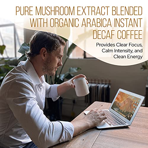 La Republica Organic Decaf Mushroom Coffee with 7 Superfood Mushrooms, Great Tasting Instant Coffee Mix Includes Lion's Mane, Reishi, Chaga, Cordyceps, Shiitake, Maitake, and Turkey Tail (Big Shot)