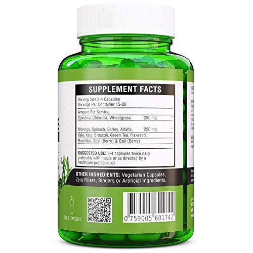 SuperGreens - Spirulina, Chlorella, Wheatgrass + More - Energy & Immune Booster