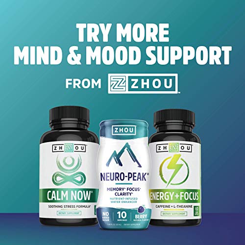 Zhou Neuro Peak Brain Support Supplement | Memory, Focus & Clarity Formula | DMAE, Rhodiola Rosea, Bacopa Monnieri, Ginkgo Biloba & More | 30 VegCaps