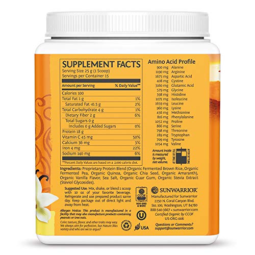Sunwarrior Organic Classic Plus- Vanilla (Each)-sunwarrior, 0.6 Pound