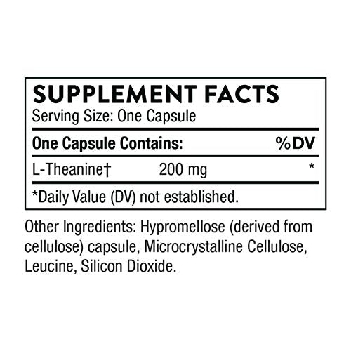 Thorne Theanine - 200mg of L-Theanine - Support a Healthy Stress Response, Relaxation, and Focus - Increases Brain Alpha-Wave Production - 90 Capsules