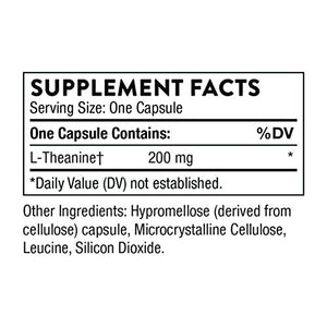 Thorne Theanine - 200mg of L-Theanine - Support a Healthy Stress Response, Relaxation, and Focus - Increases Brain Alpha-Wave Production - 90 Capsules