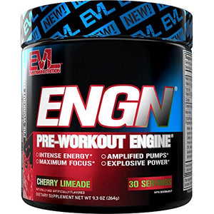 Evlution Nutrition ENGN Pre-Workout, Pikatropin-Free, 30 Servings, Intense Pre-Workout Powder for Increased Energy, Power, and Focus (Cherry Limeade)