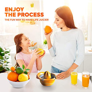 Mueller Citrus Lemon Orange Juicer, Hand Squeezer Rotation Press, Manual Juicer with Easy Pour Spout, European Made, Dishwasher Safe, Orange
