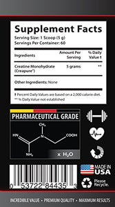 Natural Bodybuilding Supplements - German CREATINE CREAPURE Powder - PRE & Post Workout - German creatine monohydrate - 1 Can 300 Grams (60 Servings)