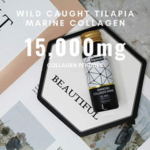 Sipnutri Diamond Liquid Collagen Drink, 15000mg Marine Collagen with Vitamin C, Pomegranate Extract, Horsetail Extract, Healthy Hair Skin Nails Joints Bones Support, 50ml x 10 Bottles