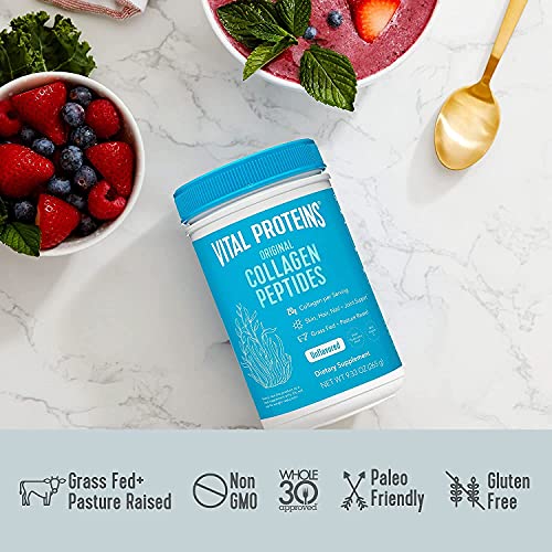 Vital Proteins Collagen Peptides Powder Supplement, Shrink-Wrapped 9.33oz Bundle, Hydrolyzed Collagen - Non-GMO - Dairy&Gluten Free - 20g per Serving - Unflavored 9.33oz Canister Pack of 2