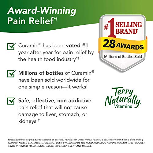 Terry Naturally Curamin (2 Pack) - 60 Vegan Capsules - Non-Addictive Pain Relief Supplement with Curcumin from Turmeric, Boswellia & DLPA - Non-GMO, Gluten-Free - 40 Servings