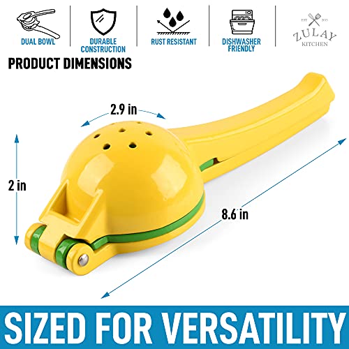 Zulay Metal 2-In-1 Lemon Lime Squeezer - Hand Juicer Lemon Squeezer - Max Extraction Manual Citrus Juicer