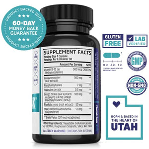 Zhou Neuro Peak Brain Support Supplement | Memory, Focus & Clarity Formula | DMAE, Rhodiola Rosea, Bacopa Monnieri, Ginkgo Biloba & More | 30 VegCaps