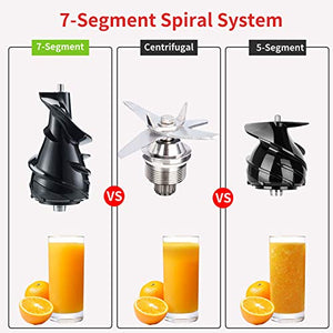 OverTwice Slow Masticating Juicer Cold Press Juice Extractor Apple Orange Citrus Juicer Machine with Wide Chute Quiet Motor for Fruit Vegetables