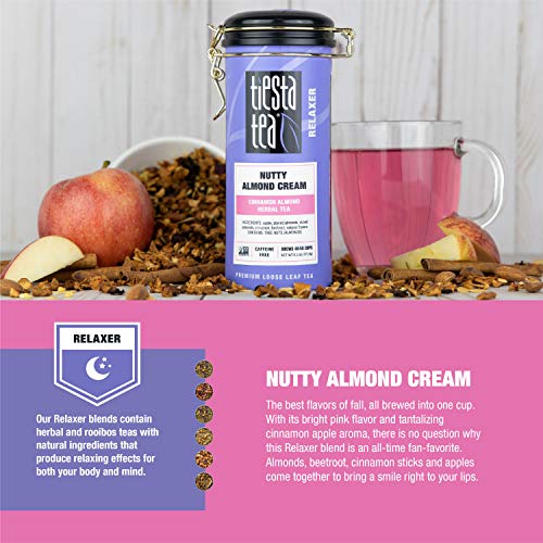 Tiesta Tea - Nutty Almond Cream, Loose Leaf Cinnamon Almond Herbal Tea, Non-Caffeine, Hot & Iced Tea, 6.2 oz Tin - 50 Cups, Natural Flavored, No Artificals, Herbal Tea Loose Leaf