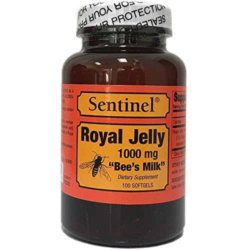 Sentinel Premium Royal Jelly Superfood 1000 mg, Protein Based, Bee’s Milk, Natural Skin and Health Nutritive Support, Made in USA, 100 Softgels