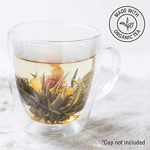 AeroGarden Bounty Elite - Indoor Garden, Stainless Steel & Numi Organic Tea Flowering Tea Gift Set, 6 Tea Blossoms with 16 Ounce Glass Teapot in Elegant Bamboo Case (Packaging May Vary)